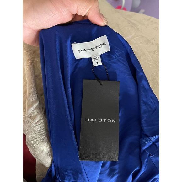 HALSTON ANJELICA ONE SHOULDER JERSEY GOWN - Picture 9 of 10